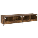 væghængte tv-borde 2 stk. med LED-lys 80x35x31 cm røget eg