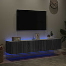 væghængte tv-borde 2 stk. med LED-lys 80x35x31 cm grå sonoma-eg