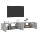 væghængte tv-borde 2 stk. med LED-lys 80x35x31 cm grå sonoma-eg