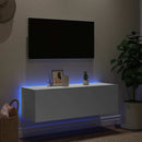 væghængt tv-bord med LED-lys 100x35x31 cm hvid