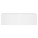 væghængt tv-bord med LED-lys 100x35x31 cm hvid