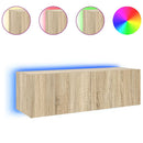 væghængt tv-bord med LED-lys 100x35x31 cmsonoma-eg