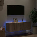 væghængt tv-bord med LED-lys 100x35x31 cmsonoma-eg