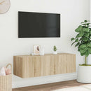 væghængt tv-bord med LED-lys 100x35x31 cmsonoma-eg