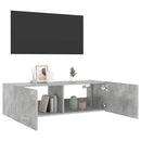 væghængt tv-bord med LED-lys 100x35x31 cm betongrå
