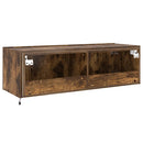 væghængt tv-bord med LED-lys 100x35x31 cm røget egetræsfarve