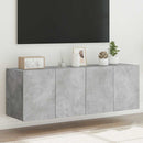 væghængte tv-borde 2 stk. med LED-lys 60x35x41 cm betongrå