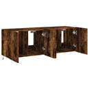 væghængte tv-borde 2 stk. med LED-lys 60x35x41 cm røget eg
