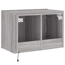 væghængt tv-bord m. LED-lys 60x35x41 cm grå sonoma-eg