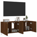 væghængte tv-borde 2 stk. med LED-lys 60x35x41 cm brunt egetræ