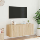 væghængt tv-bord med LED-lys 100x35x41 cm sonoma-eg