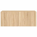væghængt tv-bord med LED-lys 100x35x41 cm sonoma-eg