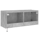 væghængt tv-bord med LED-lys 100x35x41 cm betongrå