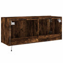 væghængt tv-bord med LED-lys 100x35x41 cm røget egetræsfarve