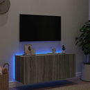 væghængt tv-bord m. LED-lys 100x35x41 cm grå sonoma-eg