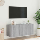 væghængt tv-bord m. LED-lys 100x35x41 cm grå sonoma-eg