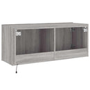væghængt tv-bord m. LED-lys 100x35x41 cm grå sonoma-eg