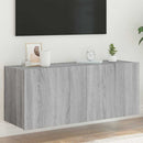 væghængt tv-bord m. LED-lys 100x35x41 cm grå sonoma-eg