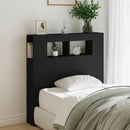 sengegavl med LED-lys 100x18,5x103,5 cm konstrueret træ sort