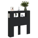 sengegavl med LED-lys 100x18,5x103,5 cm konstrueret træ sort