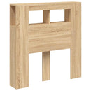 sengegavl 100x18,5x103,5 cm LED-lys konstrueret træ sonoma-eg