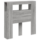 sengegavl 100x18,5x103,5 cm LED-lys konstrueret træ grå sonoma