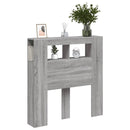sengegavl 100x18,5x103,5 cm LED-lys konstrueret træ grå sonoma
