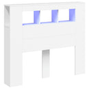 sengegavl med LED-lys 120x18,5x103,5 cm konstrueret træ hvid