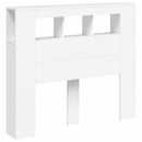 sengegavl med LED-lys 120x18,5x103,5 cm konstrueret træ hvid