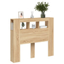 sengegavl 120x18,5x103,5 cm LED-lys konstrueret træ sonoma-eg