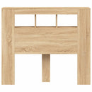 sengegavl 120x18,5x103,5 cm LED-lys konstrueret træ sonoma-eg