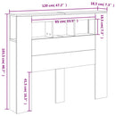 sengegavl m. LED-lys 120x18,5x103,5 cm konstrueret træ røget eg