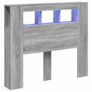 sengegavl 120x18,5x103,5 cm LED-lys konstrueret træ grå sonoma