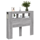 sengegavl 120x18,5x103,5 cm LED-lys konstrueret træ grå sonoma