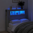 sengegavl 120x18,5x103,5 cm LED-lys konstrueret træ grå sonoma