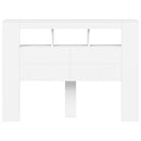 sengegavl med LED-lys 140x18,5x103,5 cm konstrueret træ hvid