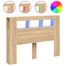 sengegavl 140x18,5x103,5 cm LED-lys konstrueret træ sonoma-eg
