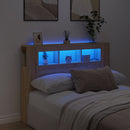 sengegavl 140x18,5x103,5 cm LED-lys konstrueret træ sonoma-eg