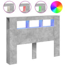 sengegavl m. LED-lys 140x18,5x103,5 cm konstrueret træ betongrå