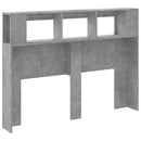 sengegavl m. LED-lys 140x18,5x103,5 cm konstrueret træ betongrå