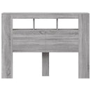 sengegavl 140x18,5x103,5 cm LED-lys konstrueret træ grå sonoma
