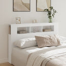 sengegavl med LED-lys 160x18,5x103,5 cm konstrueret træ hvid