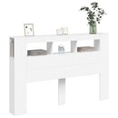 sengegavl med LED-lys 160x18,5x103,5 cm konstrueret træ hvid