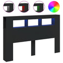 sengegavl med LED-lys 160x18,5x103,5 cm konstrueret træ sort