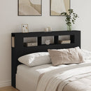 sengegavl med LED-lys 160x18,5x103,5 cm konstrueret træ sort