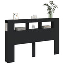 sengegavl med LED-lys 160x18,5x103,5 cm konstrueret træ sort