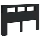 sengegavl med LED-lys 160x18,5x103,5 cm konstrueret træ sort