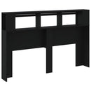 sengegavl med LED-lys 160x18,5x103,5 cm konstrueret træ sort