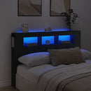 sengegavl med LED-lys 160x18,5x103,5 cm konstrueret træ sort