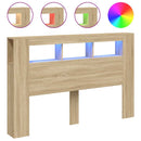 sengegavl 160x18,5x103,5 cm LED-lys konstrueret træ sonoma-eg